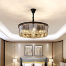 Axyaa Retro Gold Black Metal Crystal Pendant Lights with Chain Hanging, LED Suspension Lamp
