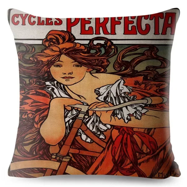Beige Art Nouveau Gallery Cushion Cover for Home Decor - Axyaa