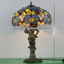 Axyaa Tiffany Glass Table Lamp: LED Retro Desk Light for Home Decor