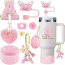 Axyaa Cup Accessories Set: Butterfly Straw, Cover, Cap, Boot, Handle Charm, Initials Sticker