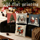 Axyaa Christmas Santa & Snowman Patterned Pillow Covers for Sofa, Bedroom, Car