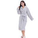 Axyaa Coral Plush Striped Bathrobe - 3D Thickened, Long, Couple Nightgown
