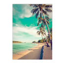Axyaa Seaside Coconut Tree Canvas Painting: Nordic Beach Wall Art Print