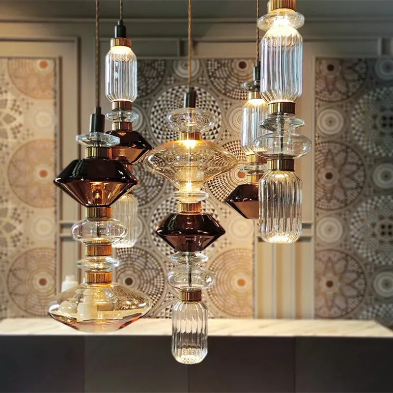 Axyaa Ballet Pendant Lamp: Clear Amber Glass, Danish Design, Restaurant & Bedroom Lighting