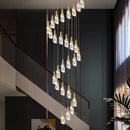 Axyaa Crystal Chandelier Stair Pendant Lamp Living Room Interior Lighting