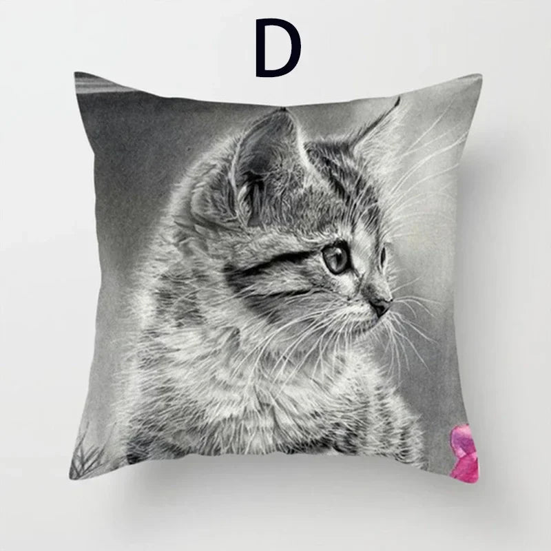 Cat Pattern Cushion Cover 45x45cm - Ideal Sofa & Home Decor Gift by Axyaa
