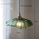 Axyaa Green Glass Pendant Lamp: Retro Nordic Luxury LED Chandelier for Home Decor