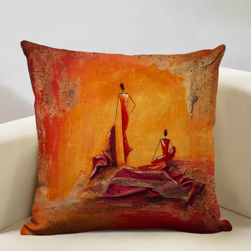 Axyaa African National Style Linen Cushion Cover 45x45cm for Sofa Decor and Artistic Home Decor