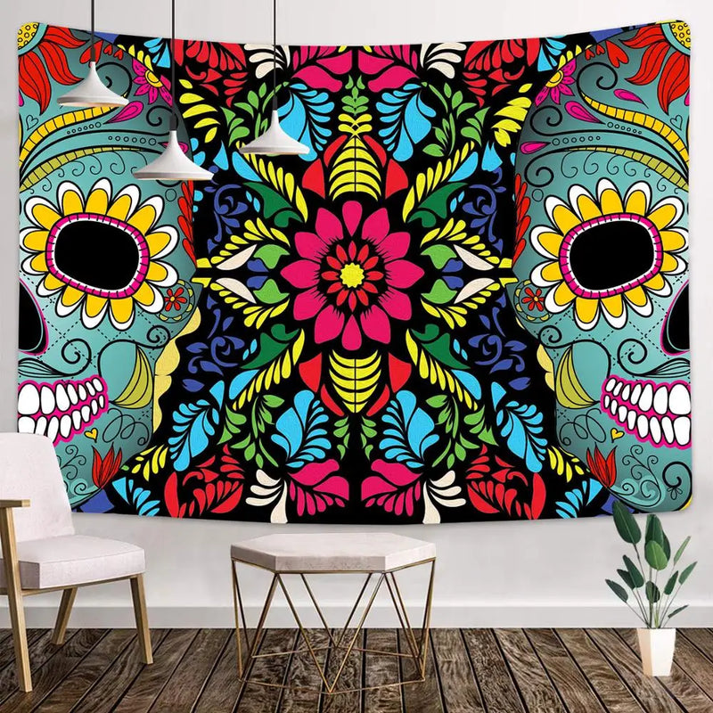 Axyaa Day of the Dead Sugar Skull UV Tapestry Wall Art