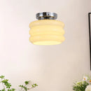 Axyaa Modern Creamy Glass Iron LED Ceiling Lamp for Aisle and Balcony Lighting
