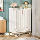 Tribesigns Axyaa 5-Tier White Shoe Cabinet with Doors, Wood Storage for Bedroom & Living Room