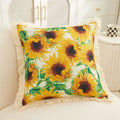 Nordic Sunflower Cotton Linen Pillowcase by Axyaa - Soft Cushion Cover for Home Sofa