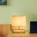 Axyaa Nordic Wood Table Lamp with Cloth Lampshade