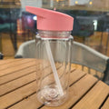 Axyaa Double Layer 10oz Transparent Plastic Water Bottles with Straw Lid