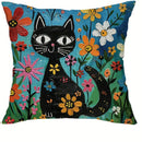 Colorful Cats & Flowers Pillow Covers by Axyaa - Sofa, Bedroom, Car Pillow Cover
