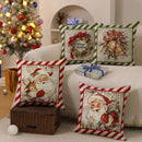 Axyaa Christmas Holiday Pillow Covers 18x18inch Retro Winter Decor for Home