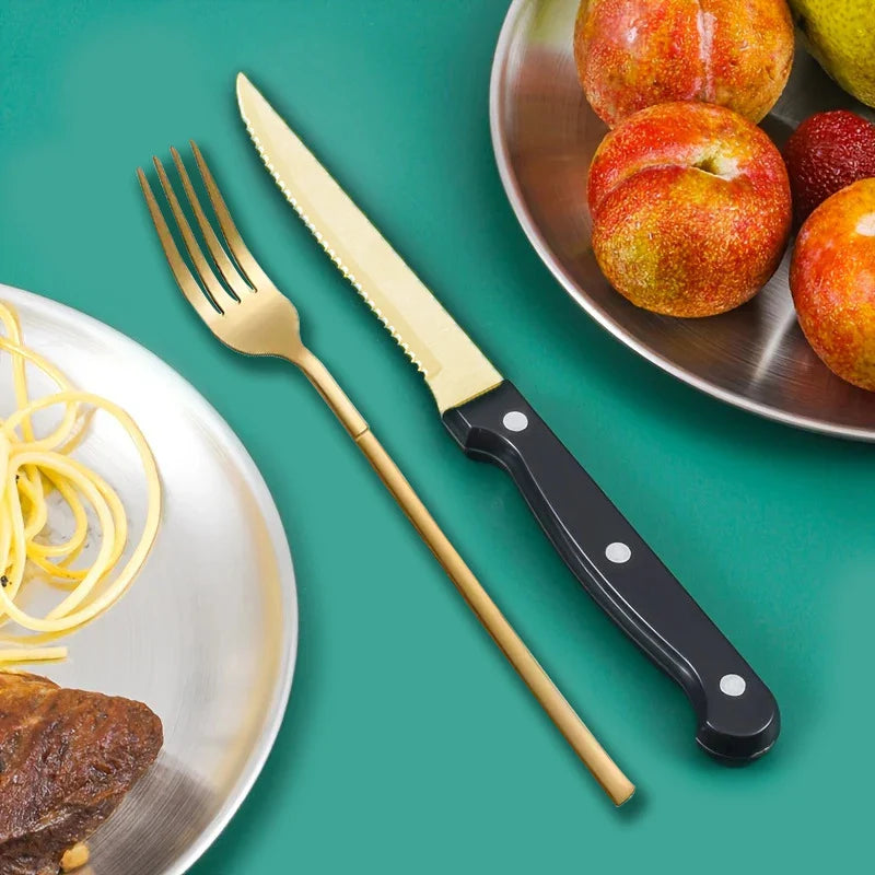 Axyaa Stainless Steel Tableware Set, 48pcs, Dishwasher Safe, Steak Knife, Classic Design