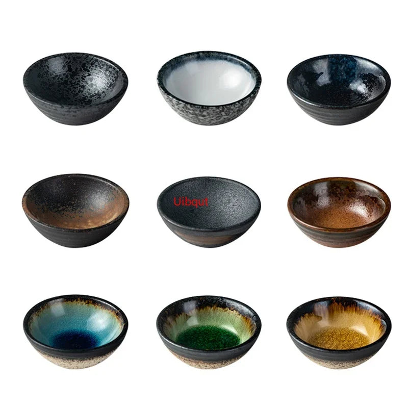 Axya Ceramic Plate Round Disc Sauce Bottle Soy Sauce Tray Condimemt Bottle
