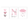 Pink Heart Cloud Custom Name Canvas Print by Axyaa - Nursery Wall Art for Girls