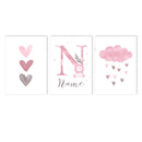 Pink Heart Cloud Custom Name Canvas Print by Axyaa - Nursery Wall Art for Girls