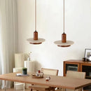 Axyaa Travertine LED Pendant Light - Modern Walnut Chandelier for Dining Kitchen Island Counter