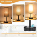 Axyaa Black Bedside Lamp with USB Charging Ports & Dimmable 3 Color Temperatures