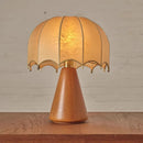 Wabi Sabi Silk-Inspired Desk Lamp by Axyaa: Artful Woodwork, Bedroom Warmth