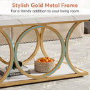 Axyaa 2-Tier Faux Marble Wood Coffee Table, 47.24-inch Modern Living Room Coffee Table