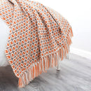 Axyaa Classic Houndstooth Plaid Knit Throw Blanket with Tassels
