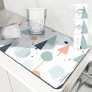 Geometric Color Block Non-Slip Absorbent Mat by Axyaa: Kitchen Counter Drain Mat