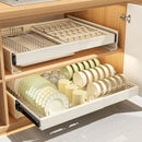 Axyaa Pull Out Cabinet Organizer Dishes Draining Rack Basket - Kitchen Storage Solution