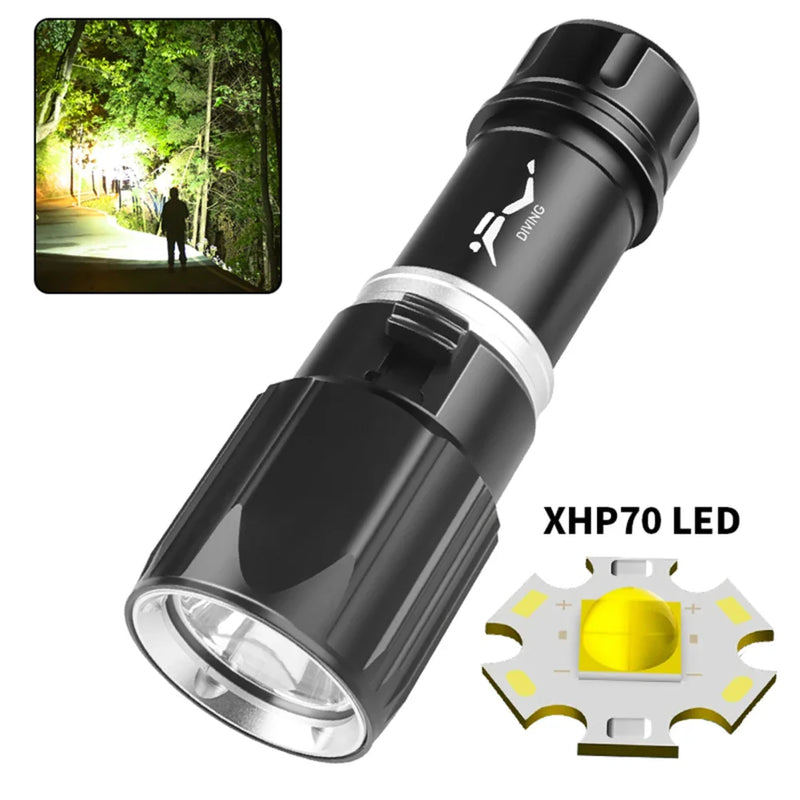 Axya XHP70 LED Dive Torch - 1000 Lumens Waterproof Rechargeable Flashlight