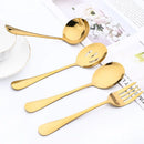 Axyaa Mirror Gold Stainless Steel Flatware Set - 4Pcs Dinnerware Cutlery Kit