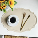 Axyaa Green Oval PU Leather Placemats Set, Irregular Shape, Oil-Proof, Table Mats