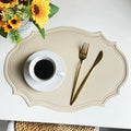 Axyaa Pea Green Faux Leather Placemats - Set of 4/10 Elliptical Table Mats