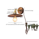 Axyaa Nordic Wood LED Wall Lamp with Pull Chain Switch