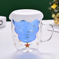 Axyaa 300ml Christmas Double Wall Glass Cup with Silicone Lid