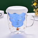 Axyaa 300ml Christmas Double Wall Glass Cup with Silicone Lid