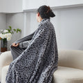 Axyaa Leopard Print Rabbit Fur Blanket - All-Season Machine Washable Home Dorm Universal Blanket