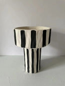 Axyaa Striped Ceramic Vase Geometric Flowerpot Ornament