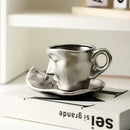 Axyaa Ceramic Camellia Flower Tea Cup Saucer Set