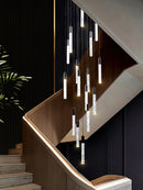 Axyaa Modern Crystal Staircase Chandelier for Villa Living Room Duplex Attic