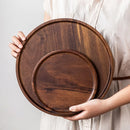 Axyaa Wooden Food Storage Tray: Round Tea Dessert Cake Plate & Household Organizer