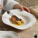 Axyaa White Ceramic Straw Hat Dish Irregular Salad Soup Plate