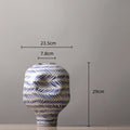 Axyaa Hand Painted Striped Ceramic Vase - Porcelain Flower Pot Home Decor