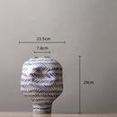 Axyaa Hand Painted Striped Ceramic Vase - Porcelain Flower Pot Home Decor