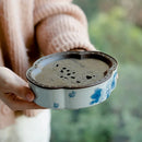 Blue Loquat Begonia Pot Holder Set by Axyaa: Hand-painted Ceramic Kung Fu Tea Table Base