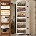 Axyaa Foldable Storage Cabinet, 3-6 Tier, Rolling Wheels, Bathroom/Bedroom/Living Room Organization