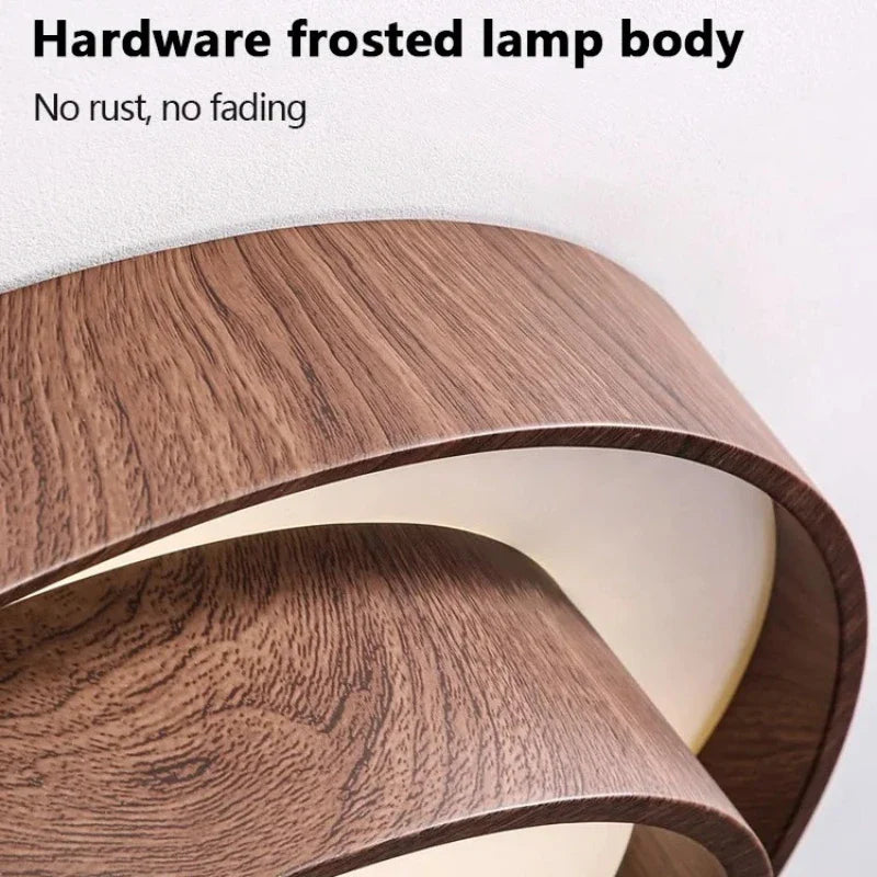 Axyaa Circular Walnut Wood LED Ceiling Chandelier - Home Decor Ceiling Fixtures