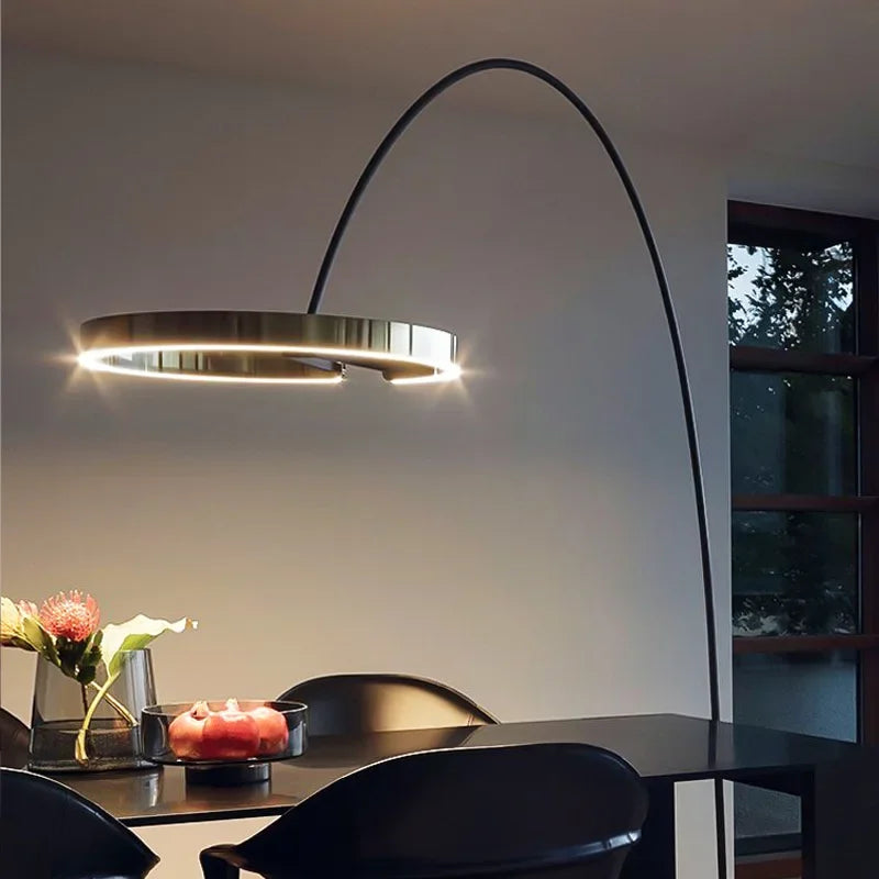 Axyaa Nordic Ring Fishing LED Floor Lamp Modern Creative Loft Standing Light
